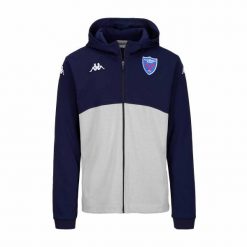 Bluza z kapturem FC Grenoble Rugby Arufeod 8 2024/25. Niebieskie bluzy męskie Kappa, bez wzorów, z dresówki, z kapturem. W wyprzedaży za 328.50 zł.