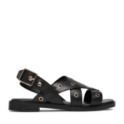 Sandały Lasocki. Czarne sandały damskie Lasocki, bez wzorów, bez obcasa, na płaskiej podeszwie, bez zapięcia. Za 169.99 zł.