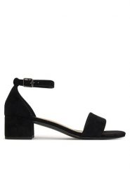 Clara Barson Sandały WS24037-02 Czarny. Czarne sandały damskie Clara Barson, bez wzorów, z materiału, bez obcasa, na słupku, bez zapięcia. Za 119.99 zł.