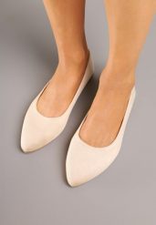 Beżowe Balerinki w Klasycznym Stylu Mirvia. Brązowe baleriny damskie Born2be, bez wzorów, z jeansu, eleganckie, bez obcasa. Za 44.99 zł.