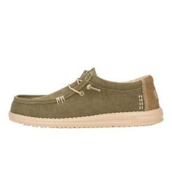 HeyDude Męskie Mokasyny Wally Workwear. Brązowe mokasyny męskie Hey dude, z materiału. Za 229.00 zł.