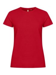Clique Basic-T Women dopasowana koszulka z bawełny – red. Białe t-shirty damskie CLIQUE, m, bez wzorów, z bawełny, klasyczne, bez kołnierzyka. Za 99.59 zł.