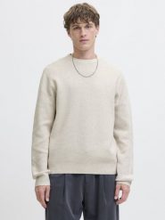 Jack & Jones sweter z dzianiny Mężczyźni Bawełna beżowy, XL. Brązowe swetry przez głowę męskie Jack & Jones, m, bez wzorów, z bawełny, bez kołnierzyka. Za 249.95 zł.