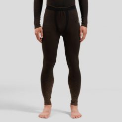Legginsy termoaktywne męskie Odlo Blackcomb Eco BL Bottom Long. Brązowe legginsy sportowe męskie Odlo, m, bez wzorów, do biegania. Za 297.99 zł.