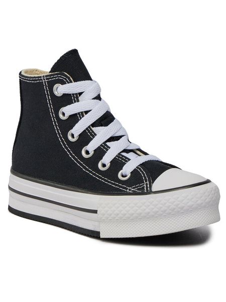 Converse Trampki Chuck Taylor All Star Lift Platform High Top Little Kids 372859C Czarny. Czarne trampki i tenisówki dziewczęce Converse, bez wzorów, z materiału, bez zapięcia. Za 169.99 zł.