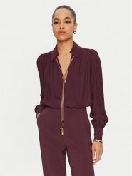 Elisabetta Franchi Koszula CA-093-46E3 Bordowy Regular Fit. Czerwone bluzki damskie Elisabetta Franchi, bez wzorów, z wiskozy, bez kołnierzyka, bez ramiączek. Za 1,099.00 zł.