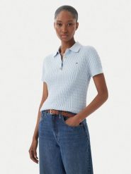 Tommy Hilfiger Sweter WW0WW41474 Niebieski Regular Fit. Niebieskie swetry damskie Tommy Hilfiger, m, bez wzorów, z bawełny, bez kołnierzyka, bez ramiączek, bez kaptura. Za 529.99 zł.