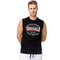 Tank top Lonsdale St.Agnes. Czarne koszulki sportowe męskie Lonsdale, bez wzorów, sportowe, bez kołnierzyka. W wyprzedaży za 101.55 zł.