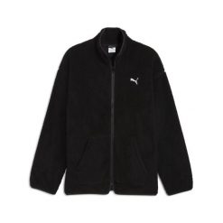 Męska rozpinana bluza typu sherpa Essentials Elevated na zimę o luźnym kroju. Czarne bluzy męskie Puma, m, bez wzorów, bez kaptura, do biegania. Za 269.00 zł.