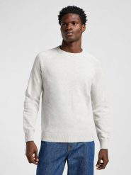 LEE MĘSKI SWETER LEE CLEAN RAGLAN SWEATER SHARP GREY MEL 112363889. Szare swetry przez głowę męskie Lee, l, bez wzorów, bez kołnierzyka. Za 179.99 zł.