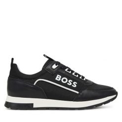 Sneakersy BOSS. Czarne trampki i tenisówki chłopięce Boss, bez wzorów, bez zapięcia. Za 379.99 zł.