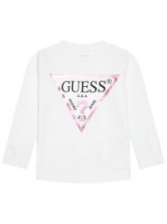 Guess Bluza J74Q10 KAUG0 Biały Regular Fit. Białe bluzy dla dziewczynek Guess, z aplikacjami, z bawełny, bez ramiączek, bez kaptura. Za 109.99 zł.