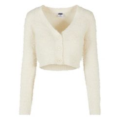 Damski kardigan crop z piórkami Urban Classics GT. Białe kardigany damskie Urban Classics, xl, bez wzorów, z dzianiny, eleganckie. Za 210.85 zł.