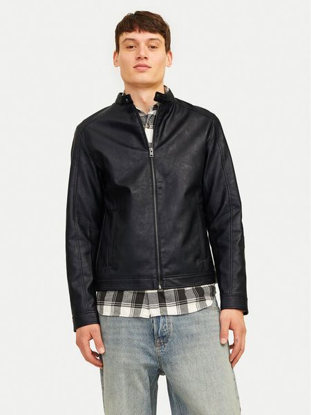 Jack & Jones Kurtka z imitacji skóry Dylan 12261195 Czarny Slim Fit. Czarne kurtki męskie Jack & Jones, m, bez wzorów, ze skóry, bez kaptura. Za 179.99 zł.