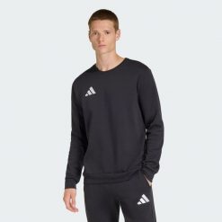 Bluza Entrada26. Białe bluzy męskie Adidas, bez wzorów, z bawełny, bez kaptura. Za 199.00 zł.