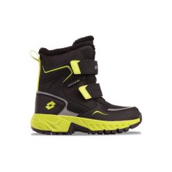 Buty zimowe chłopięce, Alstyne Tex K. Czarne buty sportowe chłopięce Lotto, bez wzorów, bez zapięcia, trekkingowe. W wyprzedaży za 125.00 zł.