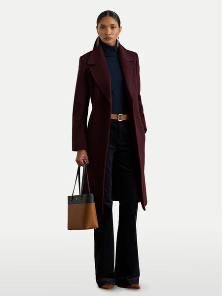 LAUREN RALPH LAUREN Płaszcz wełniany 297962169005 Bordowy Regular Fit. Czerwone płaszcze damskie Lauren Ralph Lauren, na zimę, bez wzorów, z syntetyku, bez kaptura. Za 1,899.00 zł.