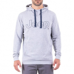 Bluza w kolorze jasnoszarym. Szare bluzy męskie Jeep, z nadrukiem. W wyprzedaży za 112.95 zł.