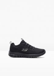 Sneakersy Skechers z pianką Memory. Czarne obuwie sportowe damskie bonprix, bez wzorów. Za 269.99 zł.