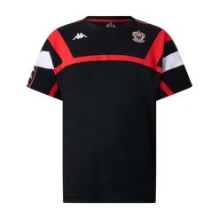 Koszulka OGC Nice Frairy. Czarne koszulki sportowe męskie Kappa, l, bez wzorów, z materiału, bez kołnierzyka, bez ramiączek, do piłki nożnej. Za 241.20 zł.