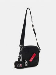 Saszetka crossbody z dodatkową mini torebką NASA - czarny. Czarne saszetki męskie Sinsay, sportowe, małe. Za 29.99 zł.