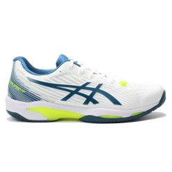 Buty do tenisa męskie Asics Solution Speed. Białe buty sportowe męskie Asics, z gumy, bez zapięcia, tenisowe. Za 667.00 zł.