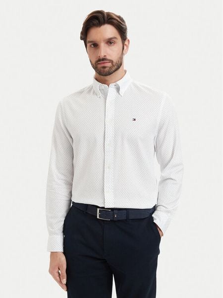 Tommy Hilfiger Koszula Poplin MW0MW43318 Biały Regular Fit. Białe koszule męskie Tommy Hilfiger, m, bez wzorów, z bawełny, bez kołnierzyka, bez ramiączek. Za 331.99 zł.