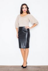 Klasyczna Elegancka Ołówkowa Spódnica w Kolorze Czarnym. Czarne spódnice damskie l, bez wzorów, z elastanu, eleganckie, ołówkowe. Za 99.00 zł.