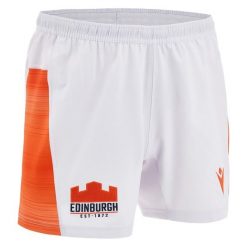 Spodenki Zewnętrzne Edynburg Rugby 2024/25. Białe krótkie spodenki sportowe męskie Macron, bez wzorów. Za 232.00 zł.