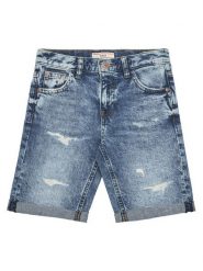 Guess Szorty jeansowe L5GD00 D41E0 Niebieski Regular Fit. Niebieskie szorty dla chłopców Guess, z aplikacjami, z bawełny. Za 149.99 zł.