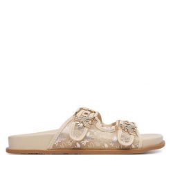 Klapki Patrizia Pepe. Brązowe klapki damskie Patrizia Pepe, bez wzorów, bez obcasa. Za 579.99 zł.