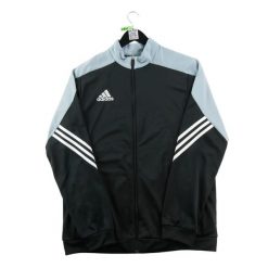 Kurtka dresowa męska. Czarne kurtki męskie Adidas, l, bez wzorów, z dresówki, na fitness i siłownię. Za 164.76 zł.