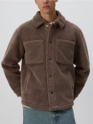 Kurtka sherpa z kołnierzem - brązowy. Brązowe kurtki męskie Reserved, l, bez wzorów, bez kaptura. Za 219.99 zł.