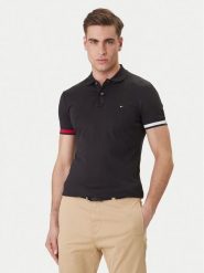 Tommy Hilfiger Polo MW0MW42743 Czarny Slim Fit. Czarne koszulki polo męskie Tommy Hilfiger, m, bez wzorów, z bawełny, bez ramiączek. Za 449.99 zł.