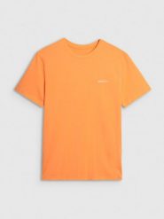 4F T-shirt regular gładki męski - pomarańczowy L. Brązowe koszulki sportowe męskie 4f, l, bez wzorów, z bawełny, klasyczne, bez kołnierzyka. W wyprzedaży za 39.99 zł.