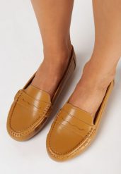 Brązowe Mokasyny na Płaskiej Podeszwie z Ozdobnym Przeszyciem Nireva. Brązowe mokasyny damskie Born2be, eleganckie. Za 54.99 zł.