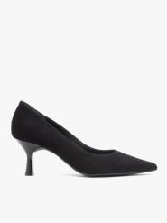 Czarne czółenka na szpilce. Czarne czółenka damskie Brawo sp. z o.o., bez wzorów, z gumy, eleganckie, bez obcasa, na szpilce, bez zapięcia. Za 329.99 zł.