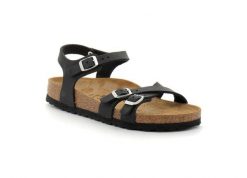 Sandały Birkenstock Kumba Czarny Damskie. Czarne sandały damskie Birkenstock, bez wzorów, z materiału, bez obcasa, bez zapięcia. Za 869.99 zł.