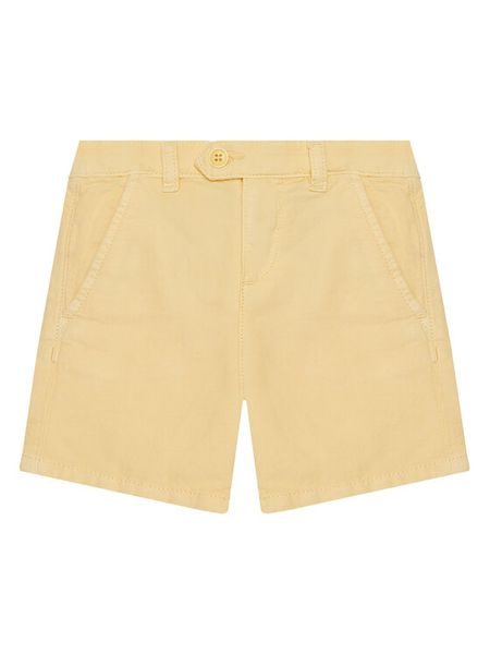 Guess Szorty materiałowe N5GD09 WG5G0 Żółty Regular Fit. Żółte szorty dla chłopców Guess, z aplikacjami, z bawełny. Za 149.99 zł.