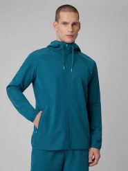 4F Bluza treningowa regular z kapturem męska - granatowa L. Niebieskie bluzy męskie 4f, l, bez wzorów, z materiału, z kapturem. Za 269.99 zł.