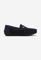 Niebieskie Półbuty Mokasyny na Grubej Podeszwie z Metalową Ozdobą Rsosa. Niebieskie buty sportowe męskie Born2be, z jeansu, eleganckie, bez zapięcia. Za 84.99 zł.