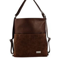 Torebka plecak z zamszem - Brązowa. Brązowe plecaki damskie Barberinis, bez wzorów, ze skóry, eleganckie. Za 326.99 zł.