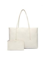 Calvin Klein Torebka Emblem Aop Tote W/ Pouch LV04F3266G Écru. Torebki do ręki damskie Calvin Klein, bez wzorów, ze skóry, bez dodatków. Za 649.99 zł.