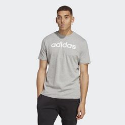 Essentials Single Jersey Linear Embroidered Logo Tee. Białe buty sportowe męskie Adidas, xl, bez wzorów, z jersey, bez kołnierzyka, bez ramiączek, na fitness i siłownię. Za 95.00 zł.