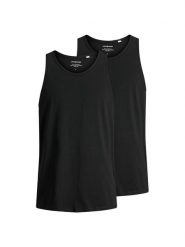 Jack & Jones Komplet 2 tank topów Basic 12133910 Czarny Regular Fit. Czarne t-shirty męskie Jack & Jones, m, bez wzorów, z bawełny, bez kołnierzyka. Za 94.99 zł.