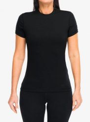 Koszulka termoaktywna damska Super.natural Lux Base Tee. Czarne koszulki sportowe damskie super.natural, m, bez wzorów, z dzianiny, bez kołnierzyka, bez ramiączek, narciarskie. Za 395.99 zł.