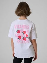 4F Дитячий t-shirt loose з принтом - білий 146/152 (10-12 років). T-shirty damskie 4f, bez wzorów, bez kołnierzyka. W wyprzedaży za 349.90 zł.