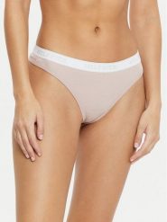 Tommy Hilfiger Stringi UW0UW05539 Beżowy. Brązowe stringi damskie Tommy Hilfiger, s, bez wzorów, z syntetyku. Za 49.99 zł.