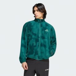 Bluza polarowa z suwakiem na całej długości Terrex Multi CLIMAWARM. Zielone bluzy męskie Adidas, m, bez wzorów, z dzianiny, bez kaptura. Za 349.00 zł.