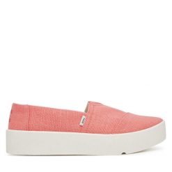 Półbuty Toms. Czerwone półbuty damskie Toms, bez wzorów, bez obcasa, na płaskiej podeszwie, bez zapięcia. Za 209.99 zł.
